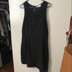 Black cocktail dress with nude inner lining